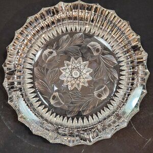 Gorgeous Large Vintage Crystal Ashtray/Trinket Dish 8"